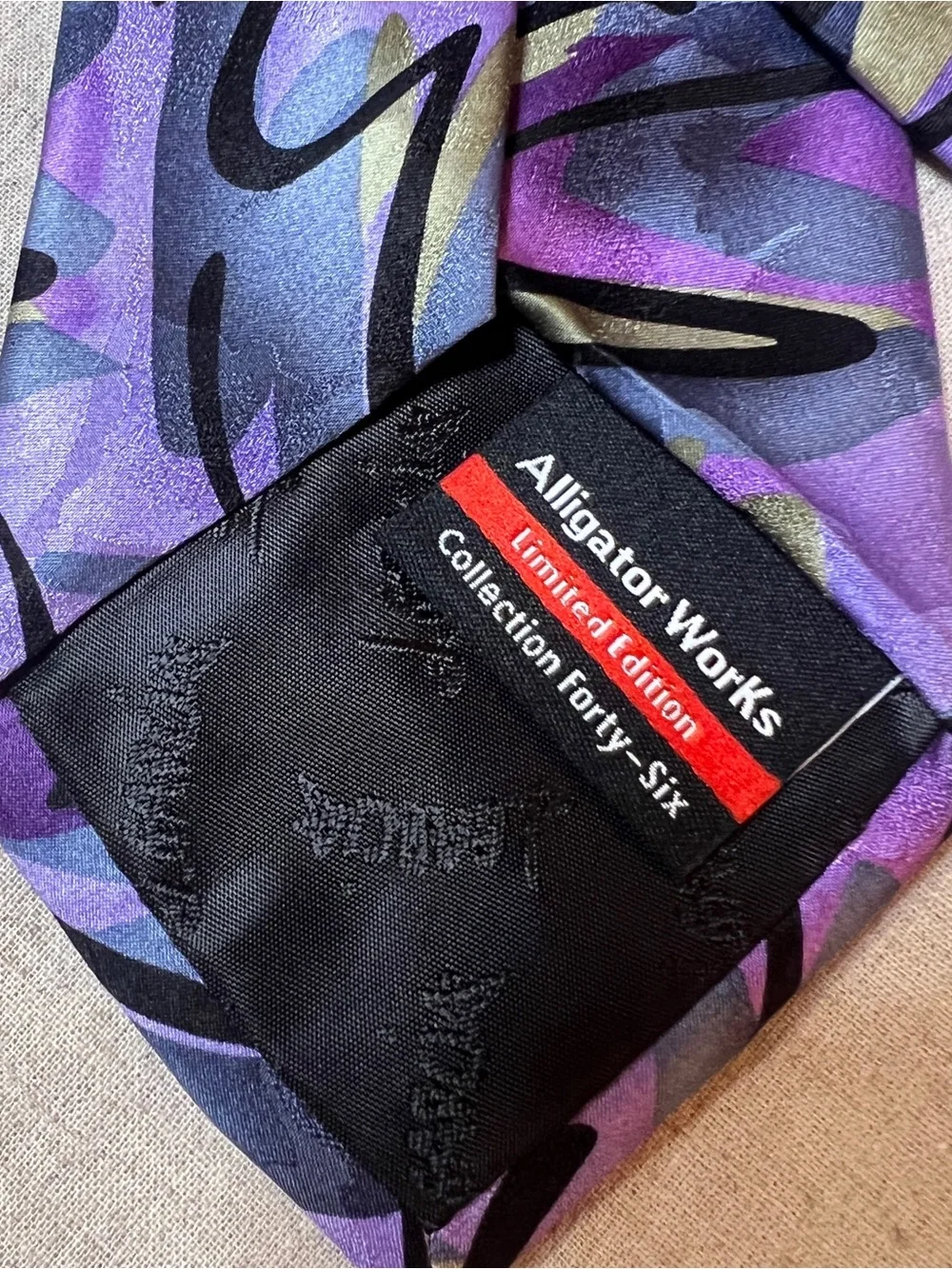Jerry Garcia Tie Limited Edition Alligator Works Collection 46 Purple Abstract